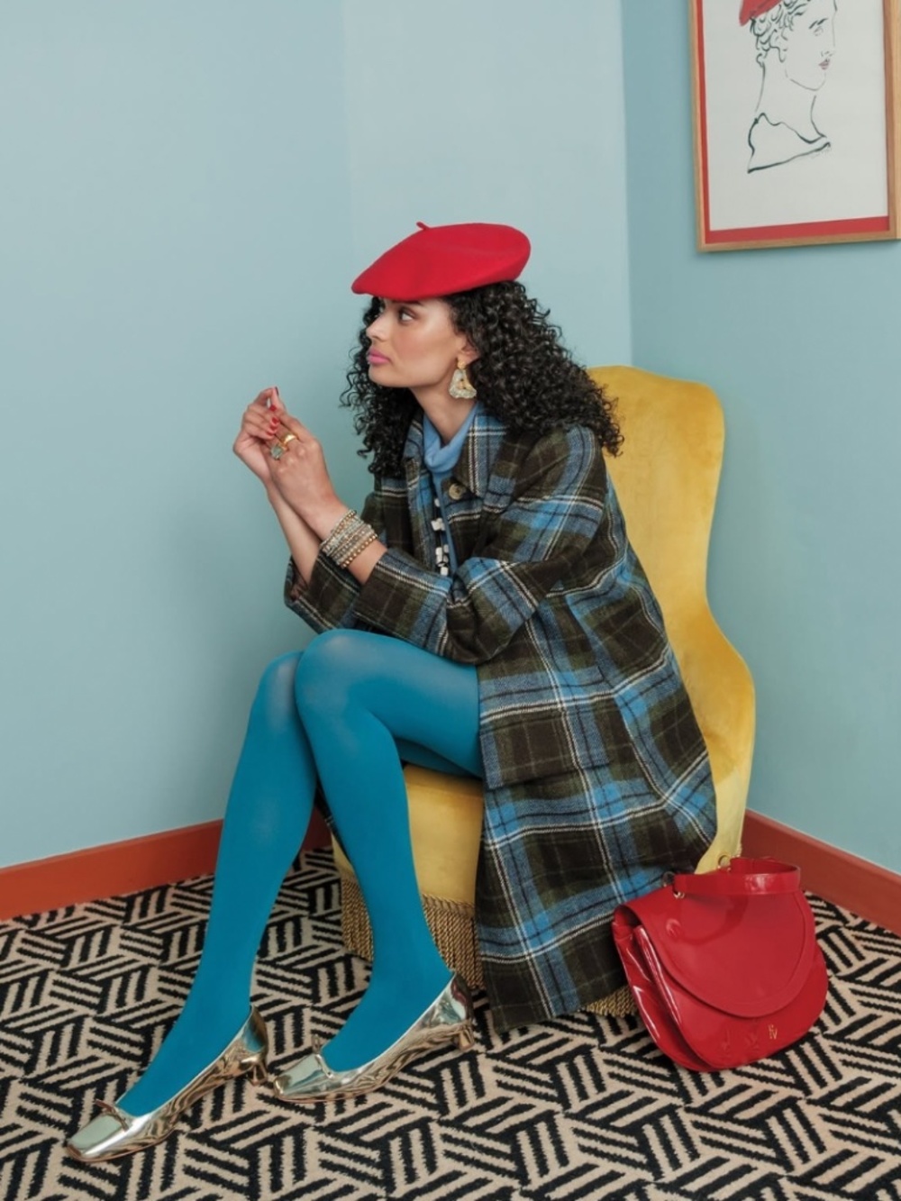 NWT, FRANCES VALENTINE, STONEGATE PLAID WOOL BARN JACKET/BALMACAAN